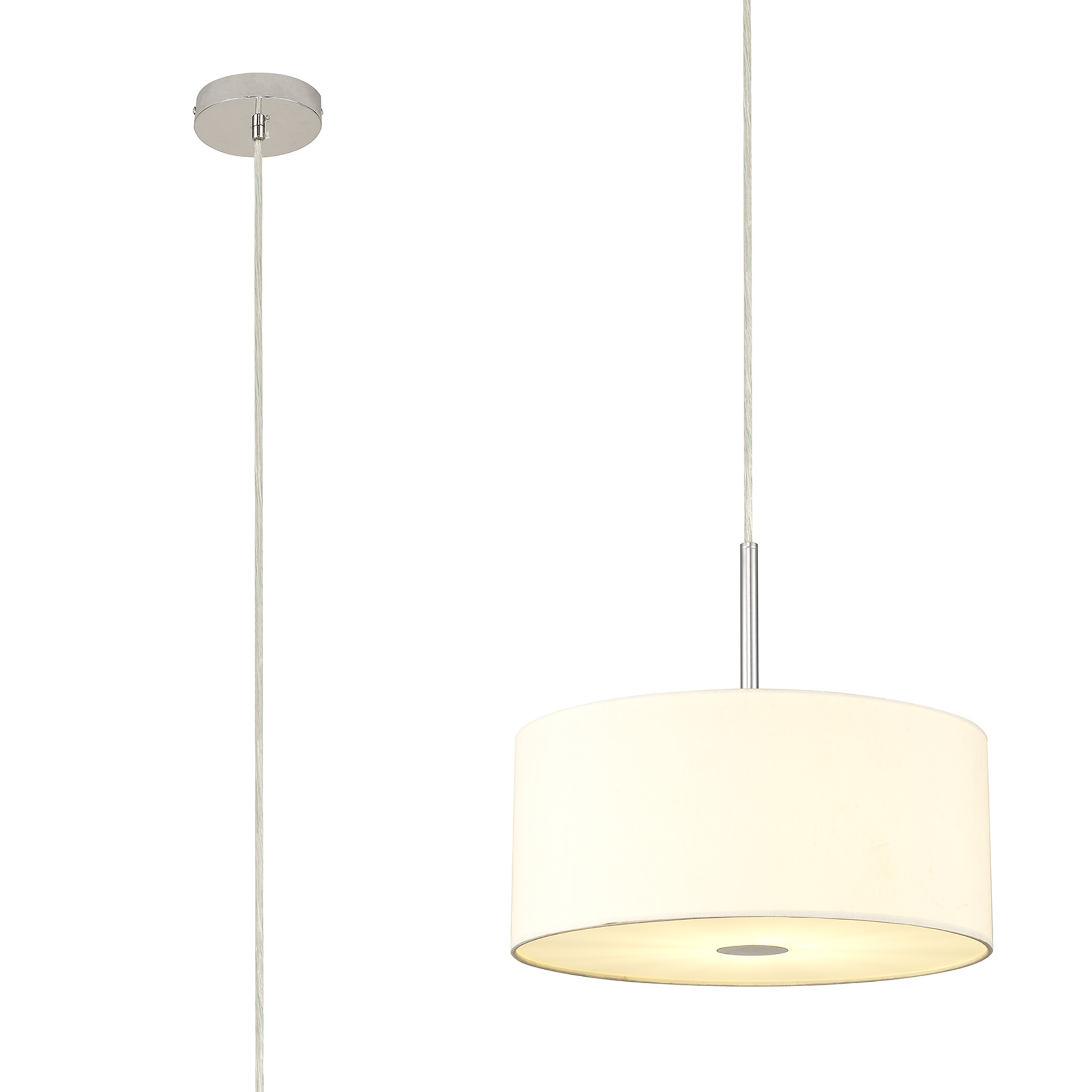 Baymont 40cm Pendant 1 Light Polished Chrome, Ivory Pearl, Frosted Diffuser